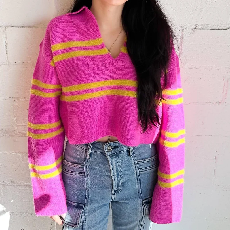 Covered Strawberry Sweater In Pink And Yellow