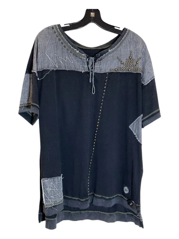 Tunic Short Sleeve By Double D Ranch In Black & Grey, Size: Xl