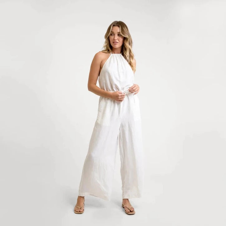 Amara Halter Jumpsuit (White)