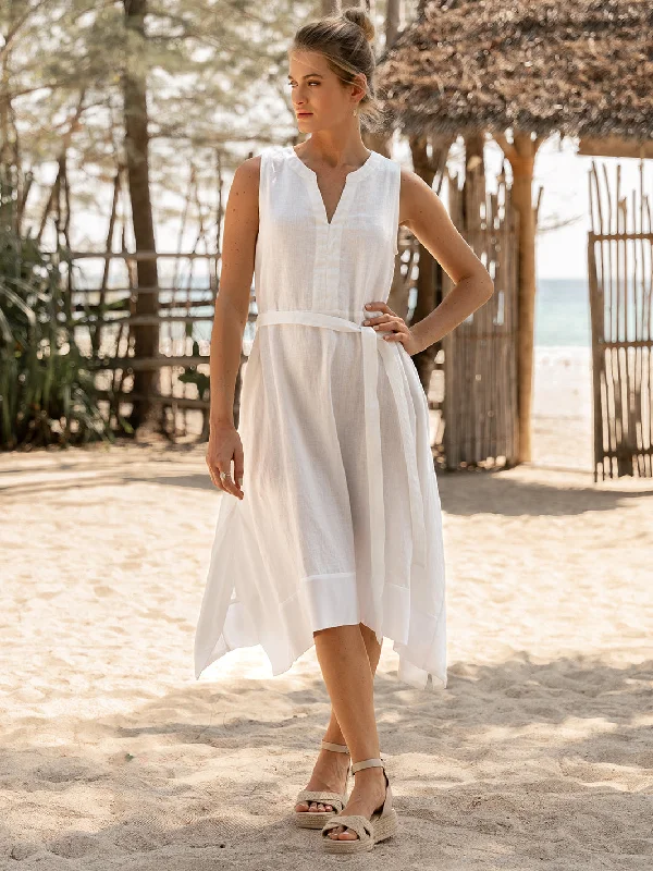 Inez Linen Midi Dress Coconut